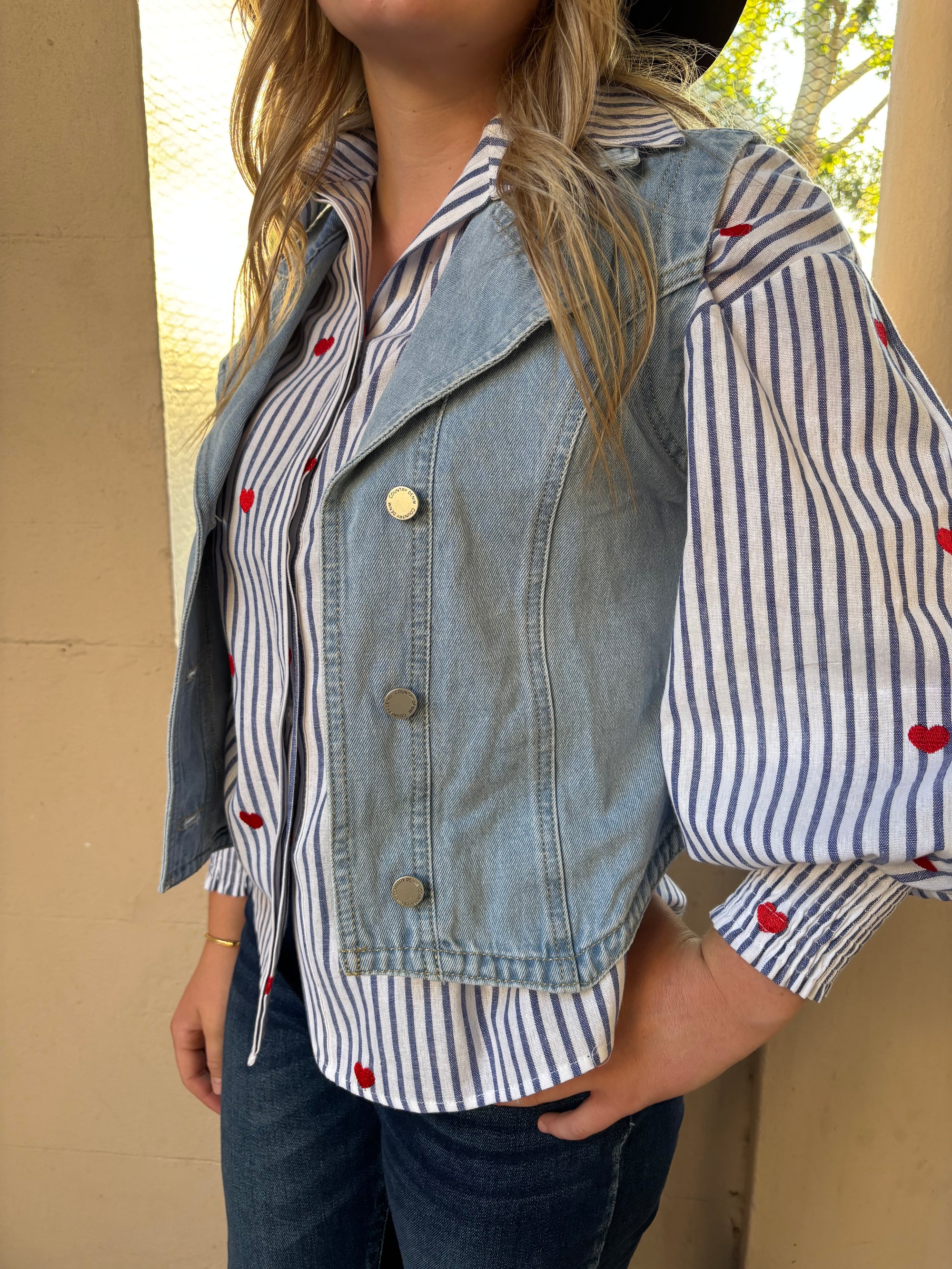 Collared Denim Vest - Denim