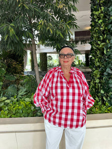 Checked Top - 893 - Red & White