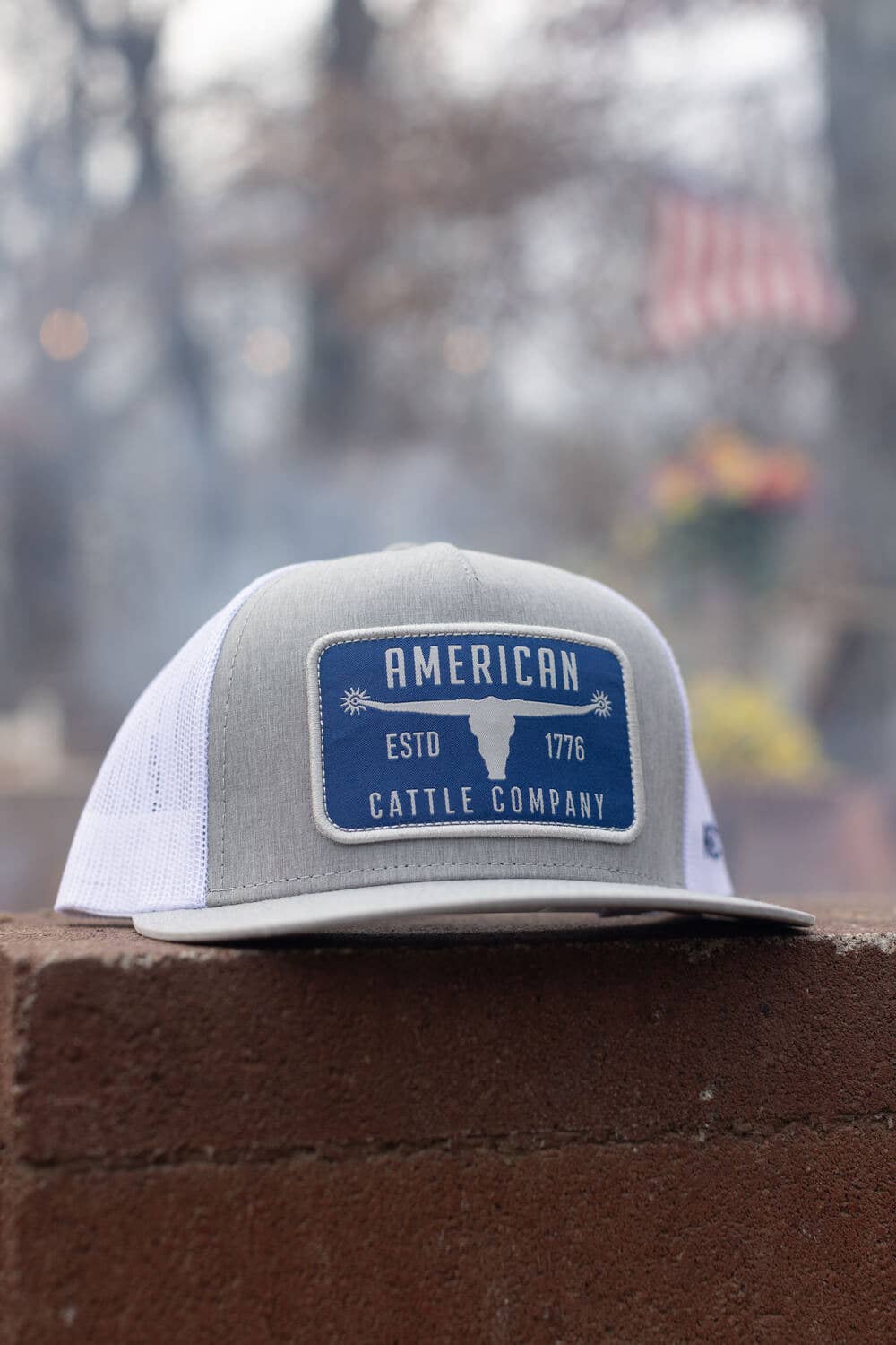 Bull Spurs Hat-Flat: White