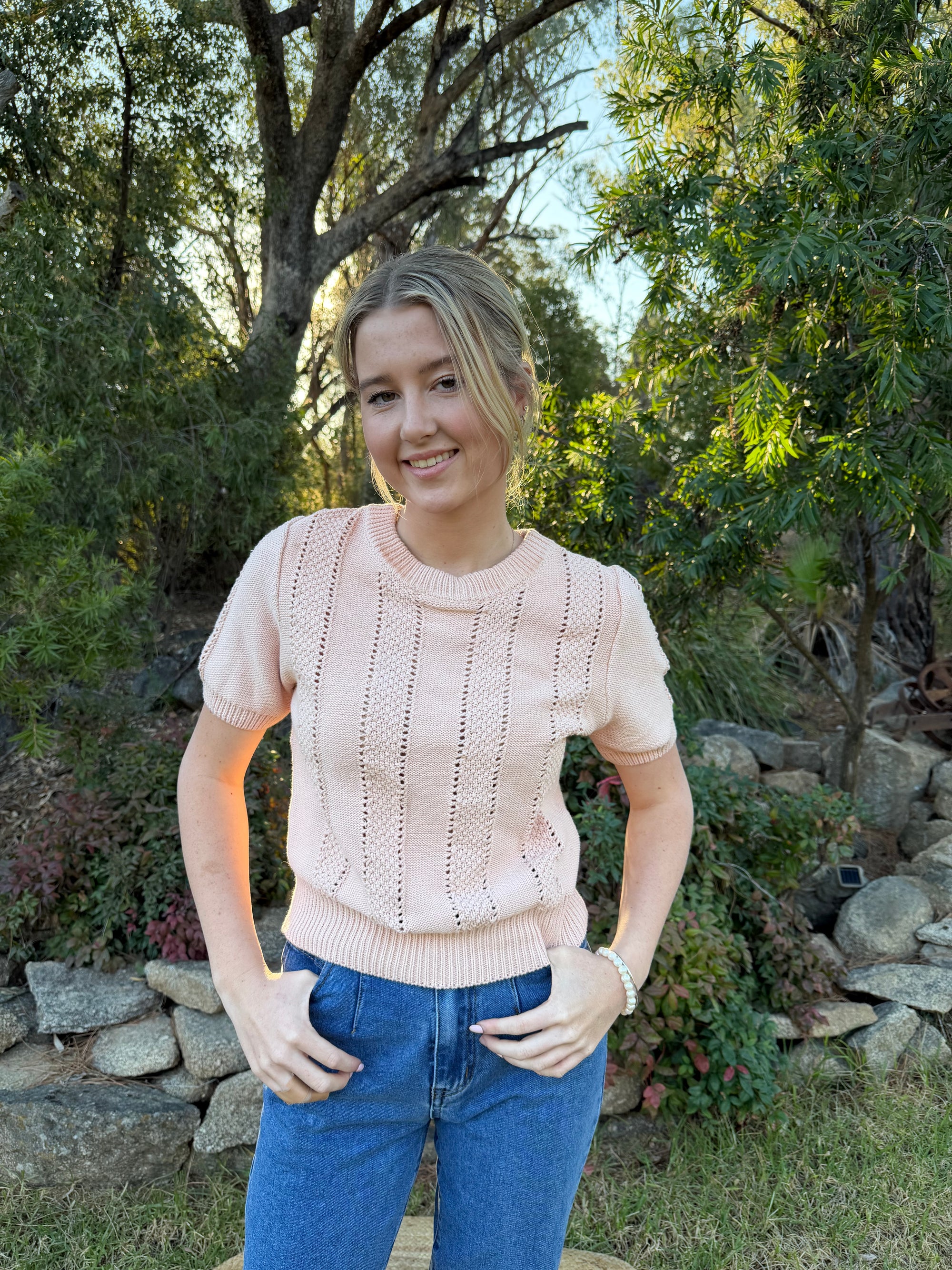 Blush Textured Knit Tee