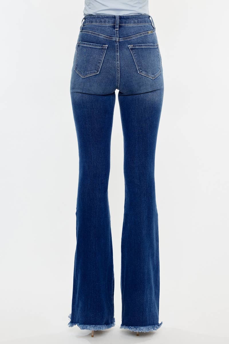WESTERN HIGH RISE FRAYED HEM FLARE-KC7858M