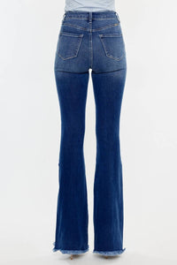 WESTERN HIGH RISE FRAYED HEM FLARE-KC7858M