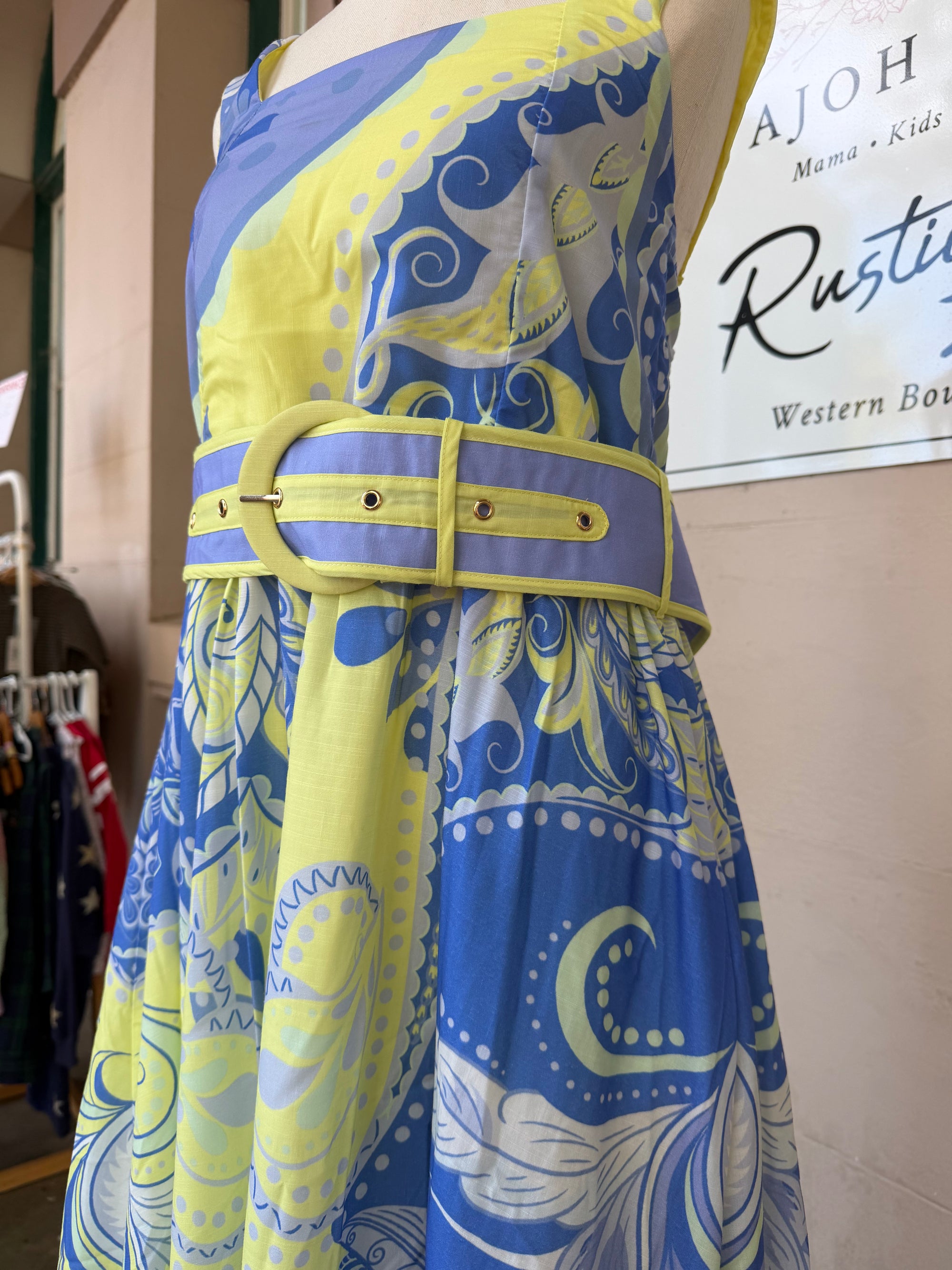 Blue Citrus Midi Dress