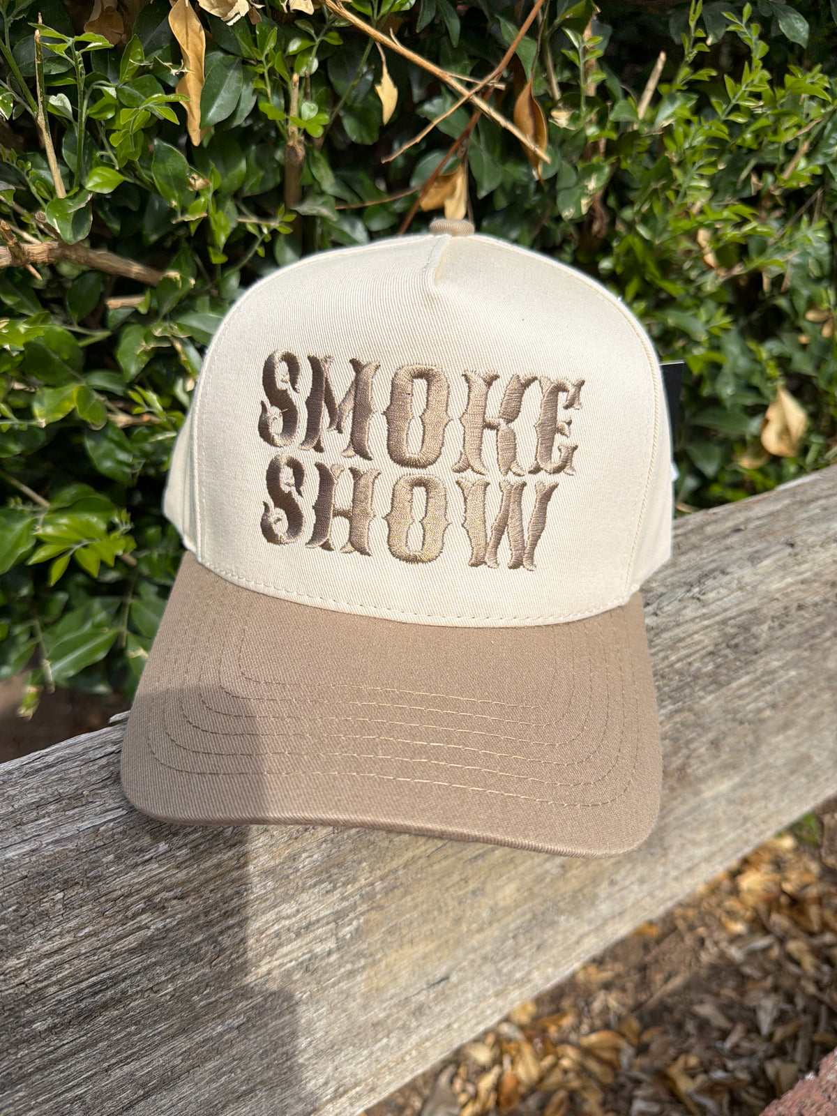 Smoke Show Embroidered Cap light tan
