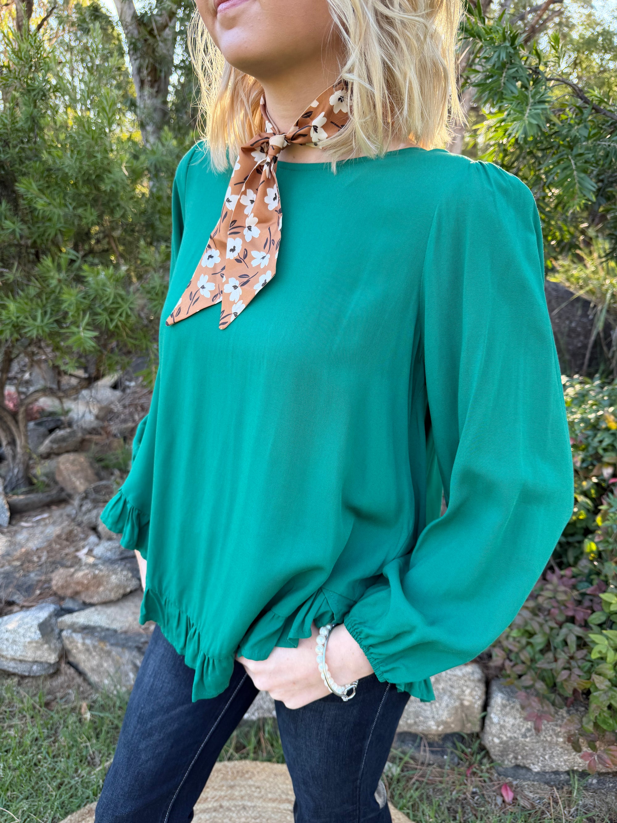 Emerald Frill Blouse