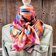 Wild Rag - 35X35" Purple and Orange Floral Pattern Scarf