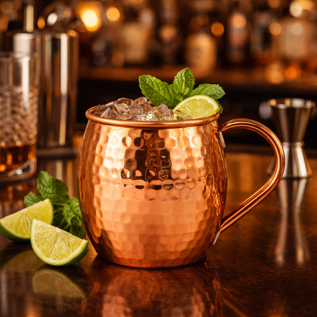 Ella’s Touch Pure Copper Hammered Mule Mug 475ML – Shiny Finish with Handle