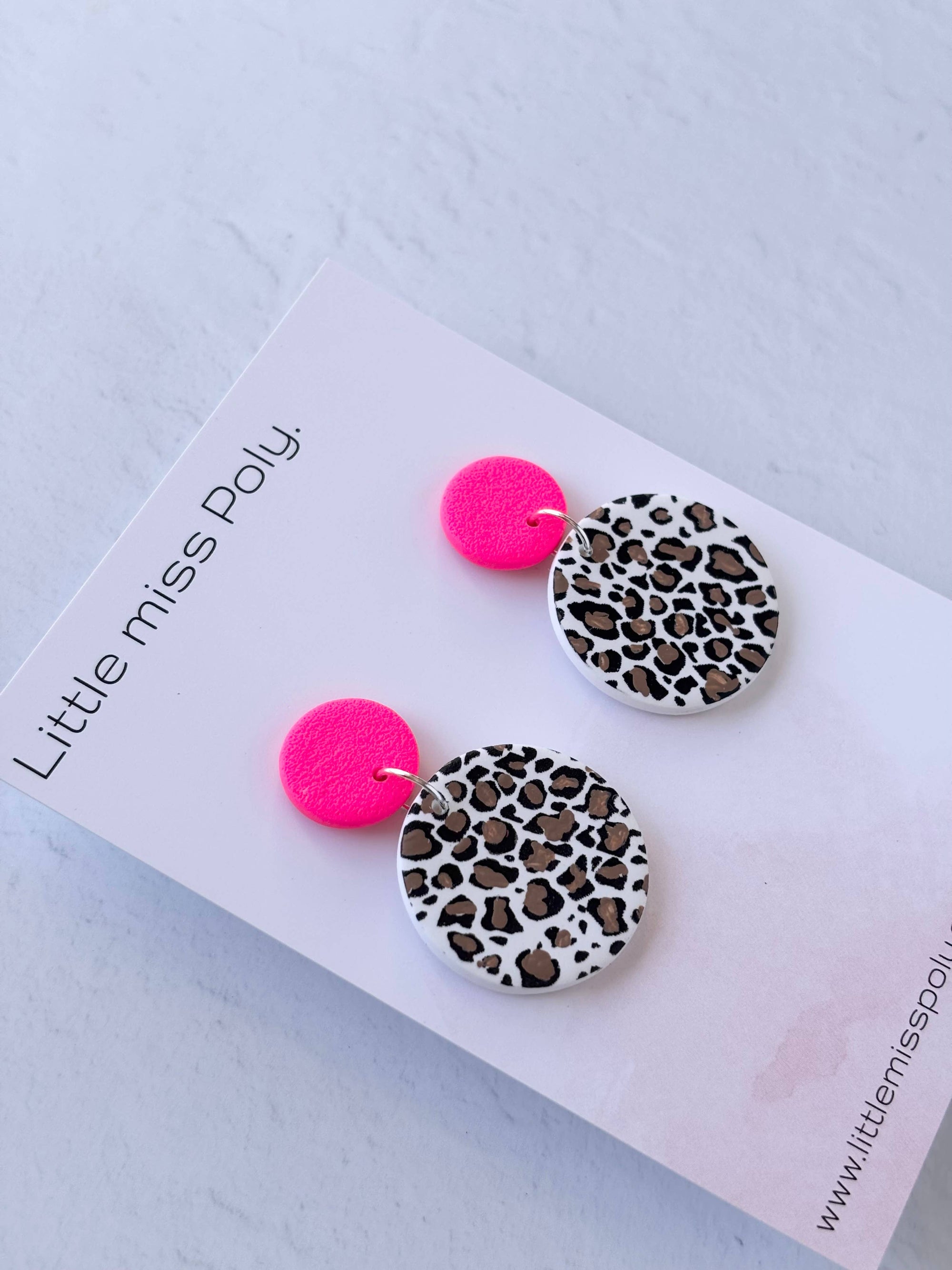 Hot Pink Leopard Dangle - Circle Drop