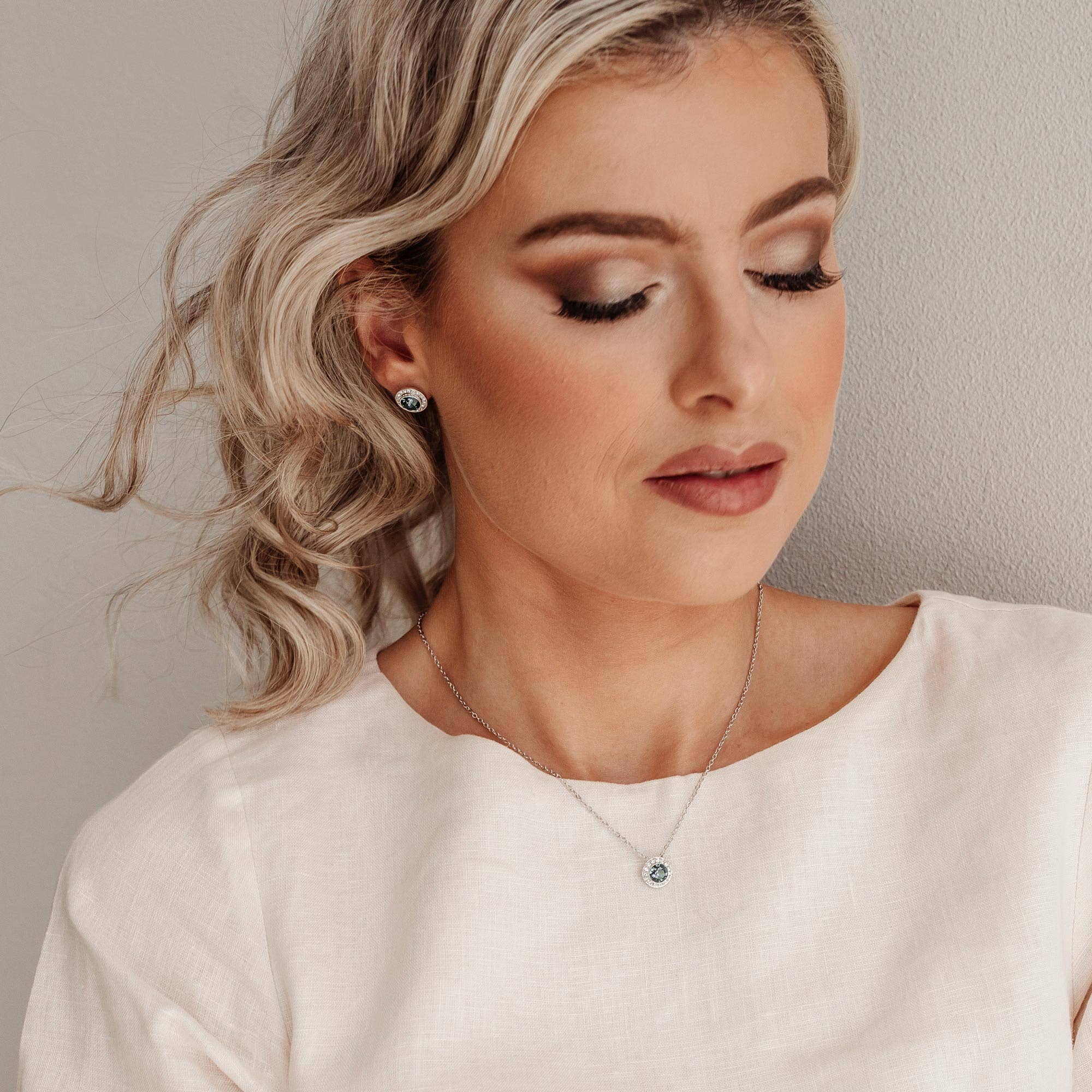 Angelic Bezel Stud Earrings Jackets with Clear Crystal Gold