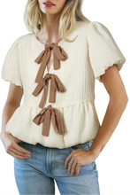 Bow Tie Short Sleeve Blouse