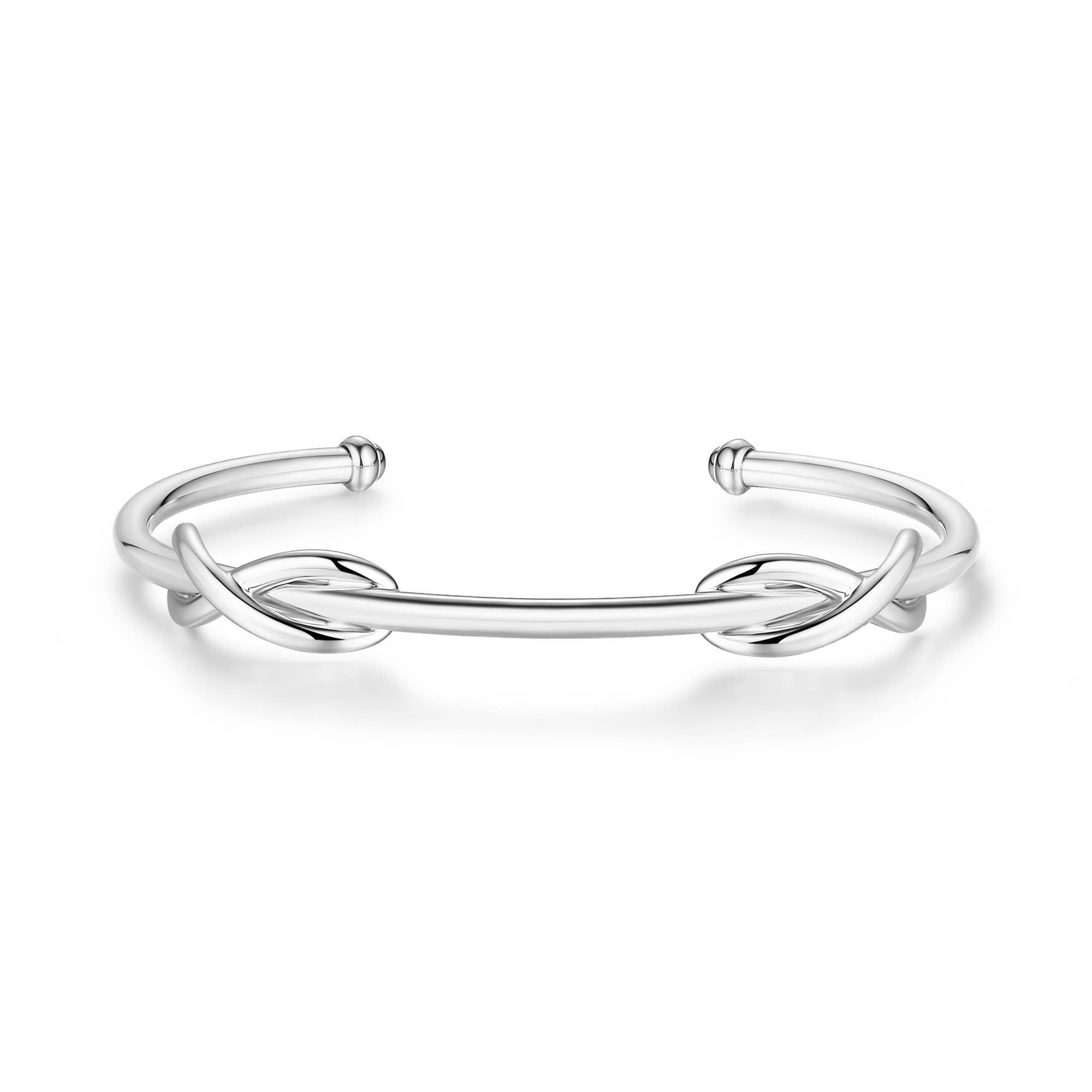 Double Infinity Cuff Bangle Myjs Rhodium Plated