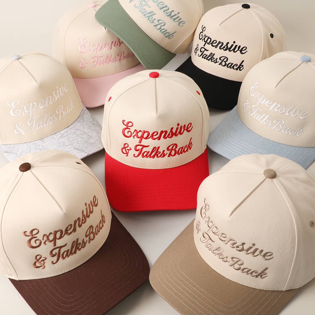 Expensive &amp; Talks Back Embroidered Two Tone Trucker Hat