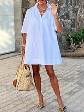 100% Cotton Mini Shirt Dress – White