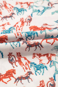 Plus Size Western Horse V-Neck Blouse