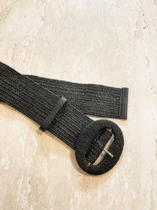 Alora Round Buckle Straw Belt- biscuit