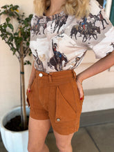 Denim Shorts - Detailed Stitching - rust