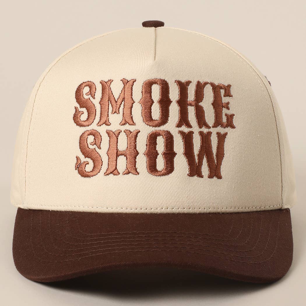 SMOKE SHOW Typographic Embroidery Baseball Cap: HOT PINK / One Size