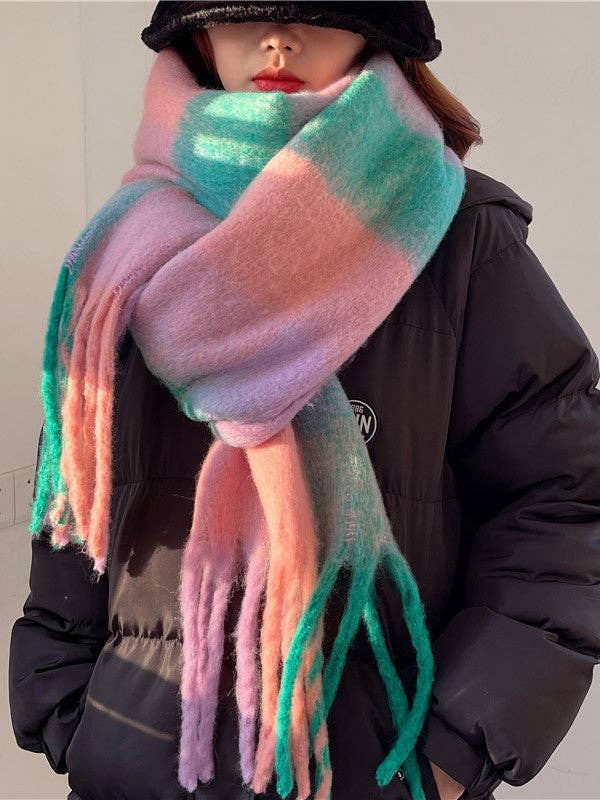 Keep Warm Tasseled Checkered Shawl&amp;Scarf
