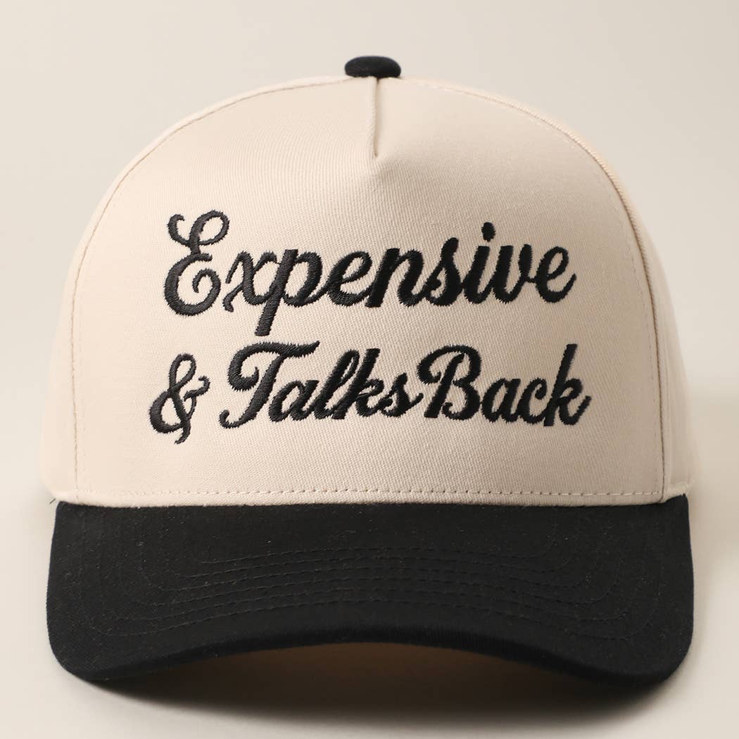 Expensive &amp; Talks Back Embroidered Two Tone Trucker Hat