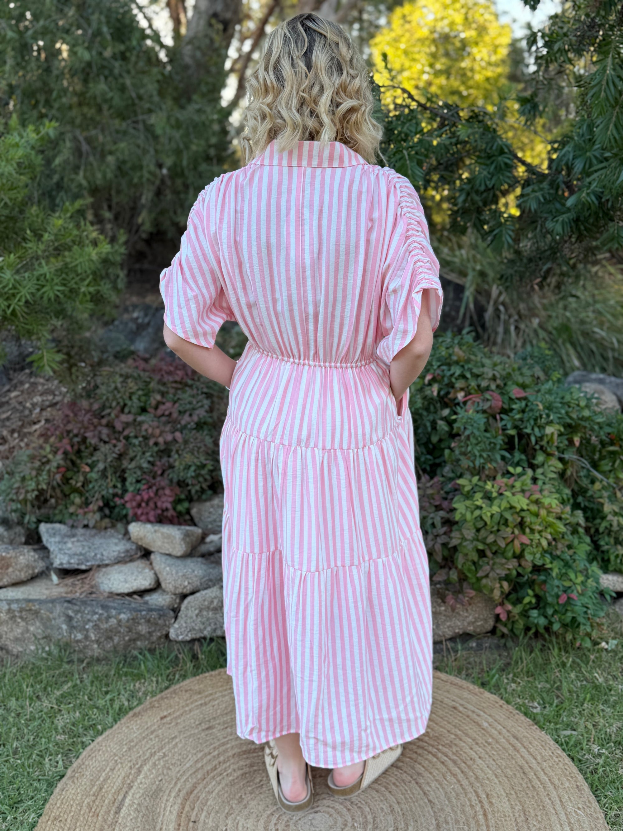 Blush Stripe Midi Dress