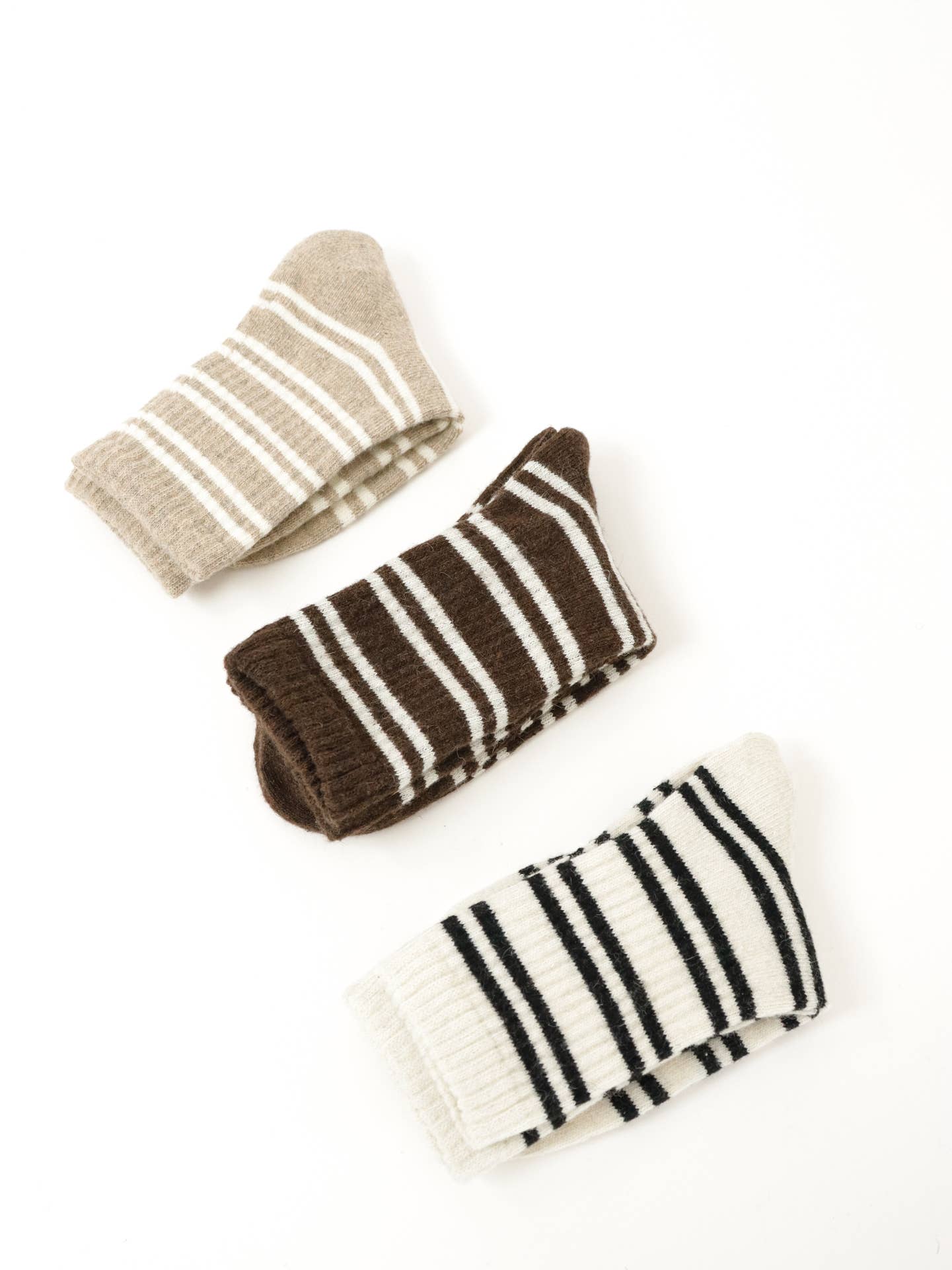 Latte Striped Ribbed Socks