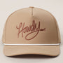 Howdy Embroidered Premium Materials Rope Strap Trucker Hat