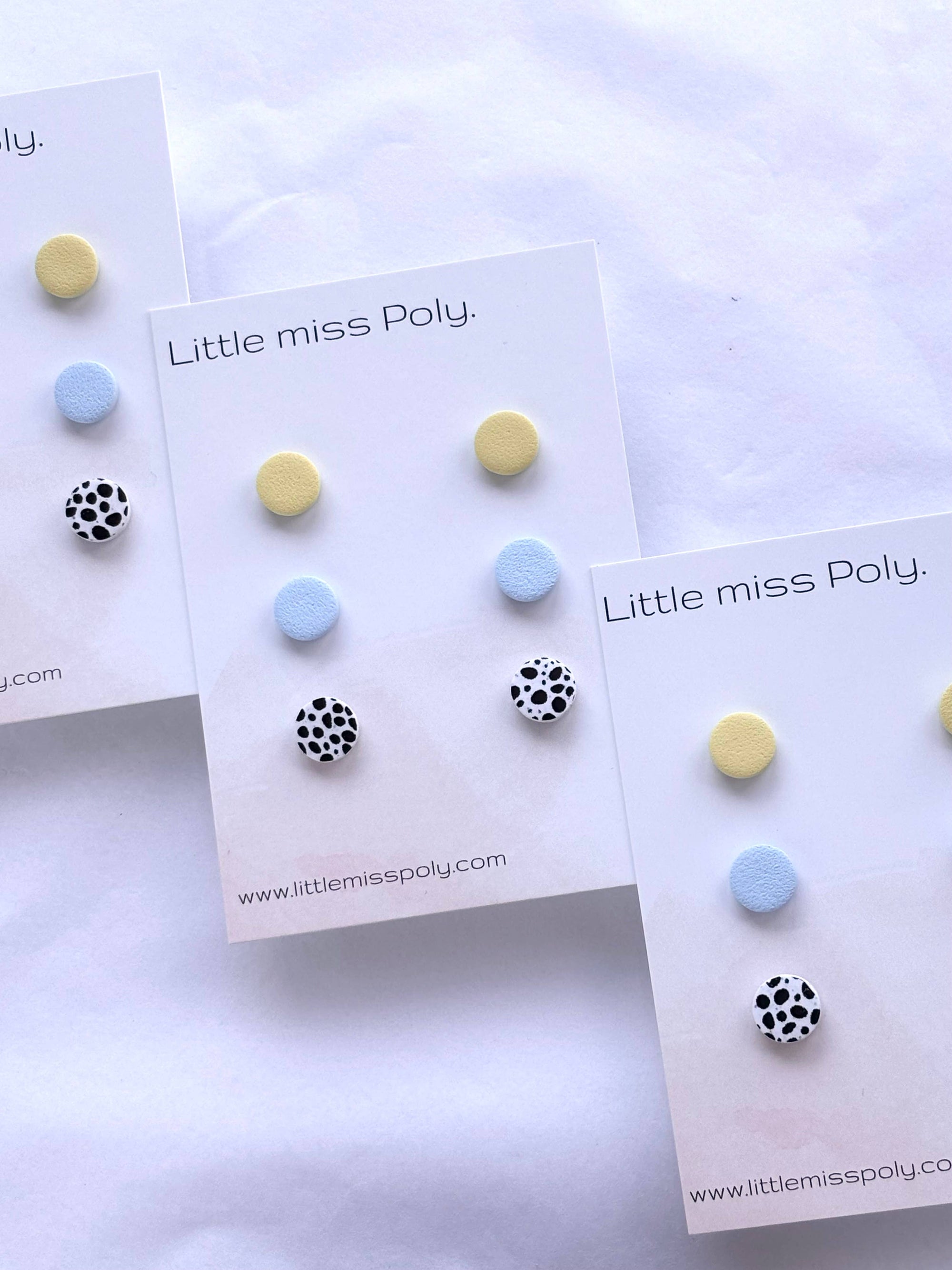 Cleo Triple Mini Stud Pack - Butter Yellow &amp; Soft Blue