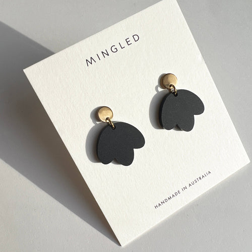 Bloom - Gold and Black Dangle Earrings