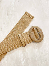 Alora Round Buckle Straw Belt- biscuit