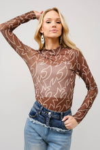 36349T - Boots Stitch Throughout Mesh Mock Neck Fitted Top