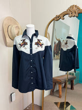 Bronc rider embroidered pearl snap shirt 