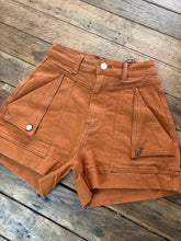 Denim Shorts - Detailed Stitching - rust