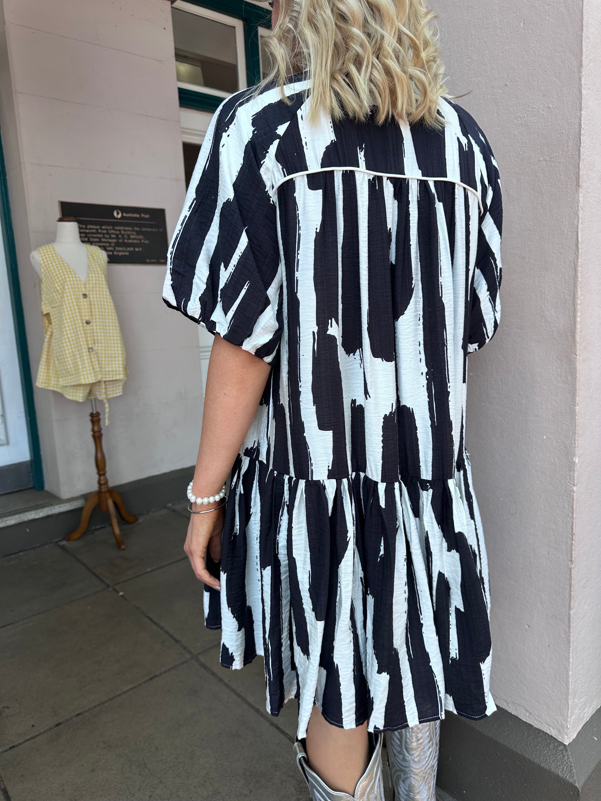 Arizona abstract baby doll dress - Black &amp; White