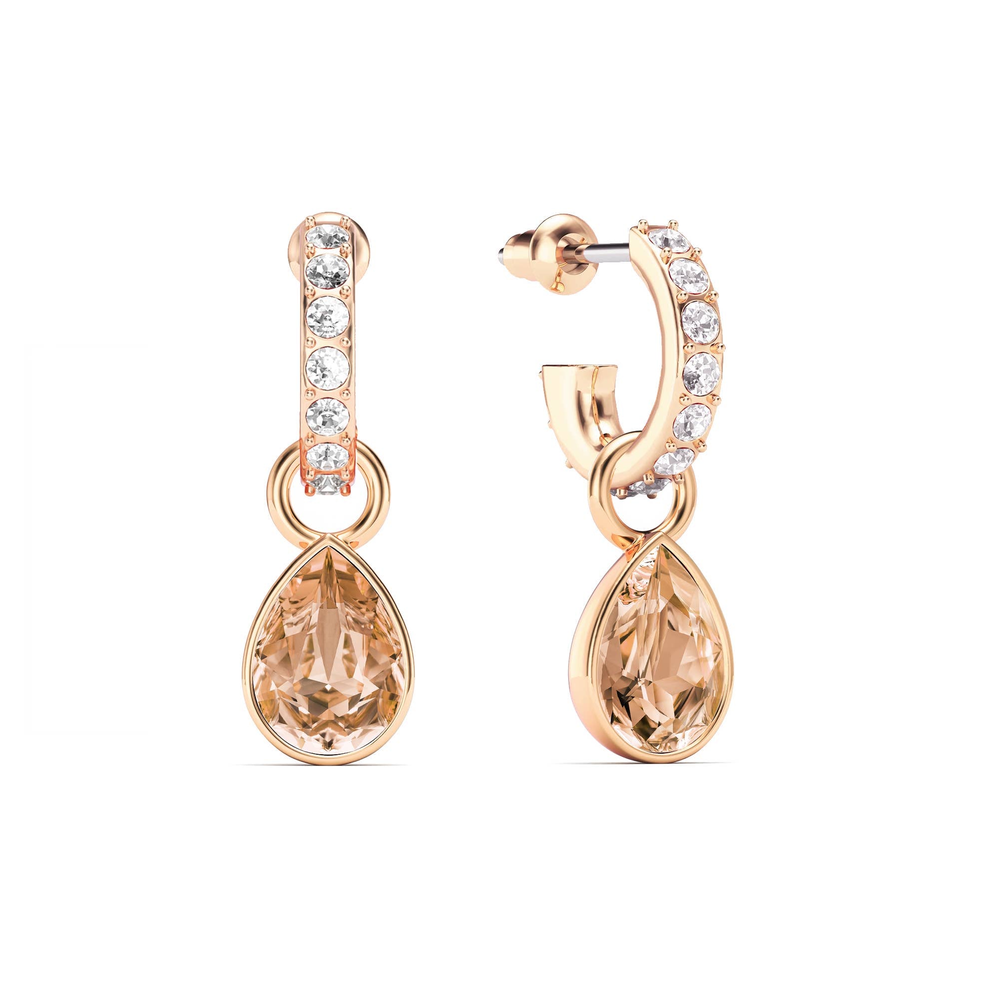 Petite Teardrop Light Peach Crystals Drop Earrin|S-2017-ALPE