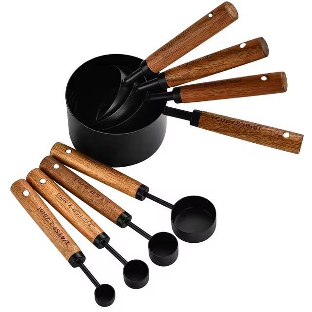 Black Stainless Steel Measuring Cups &amp; Spoons Set