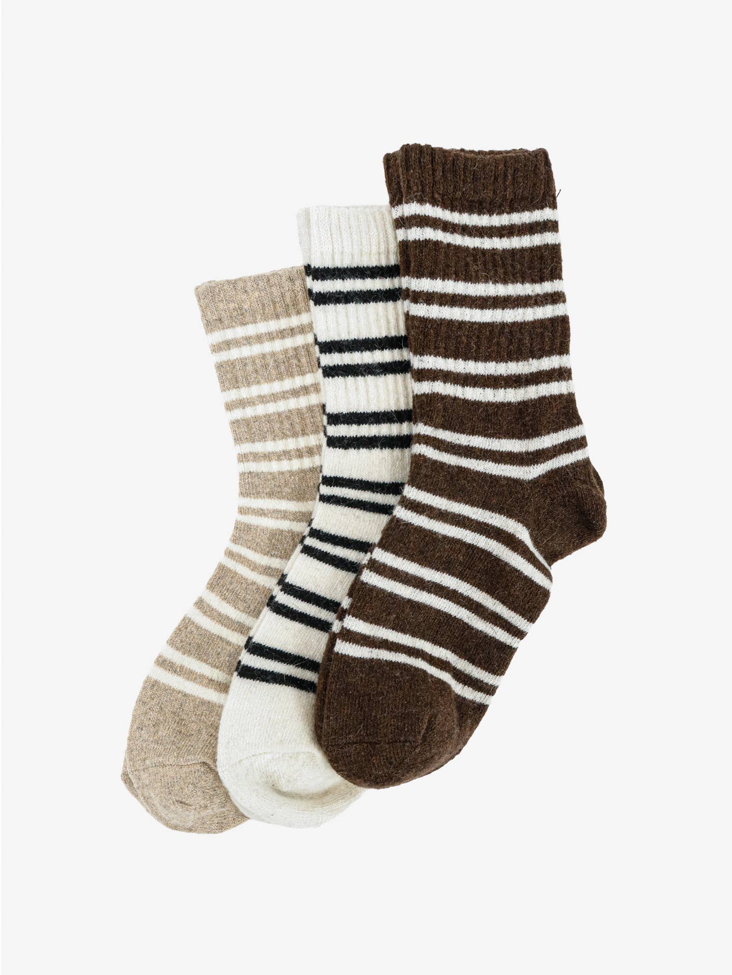 Latte Striped Ribbed Socks