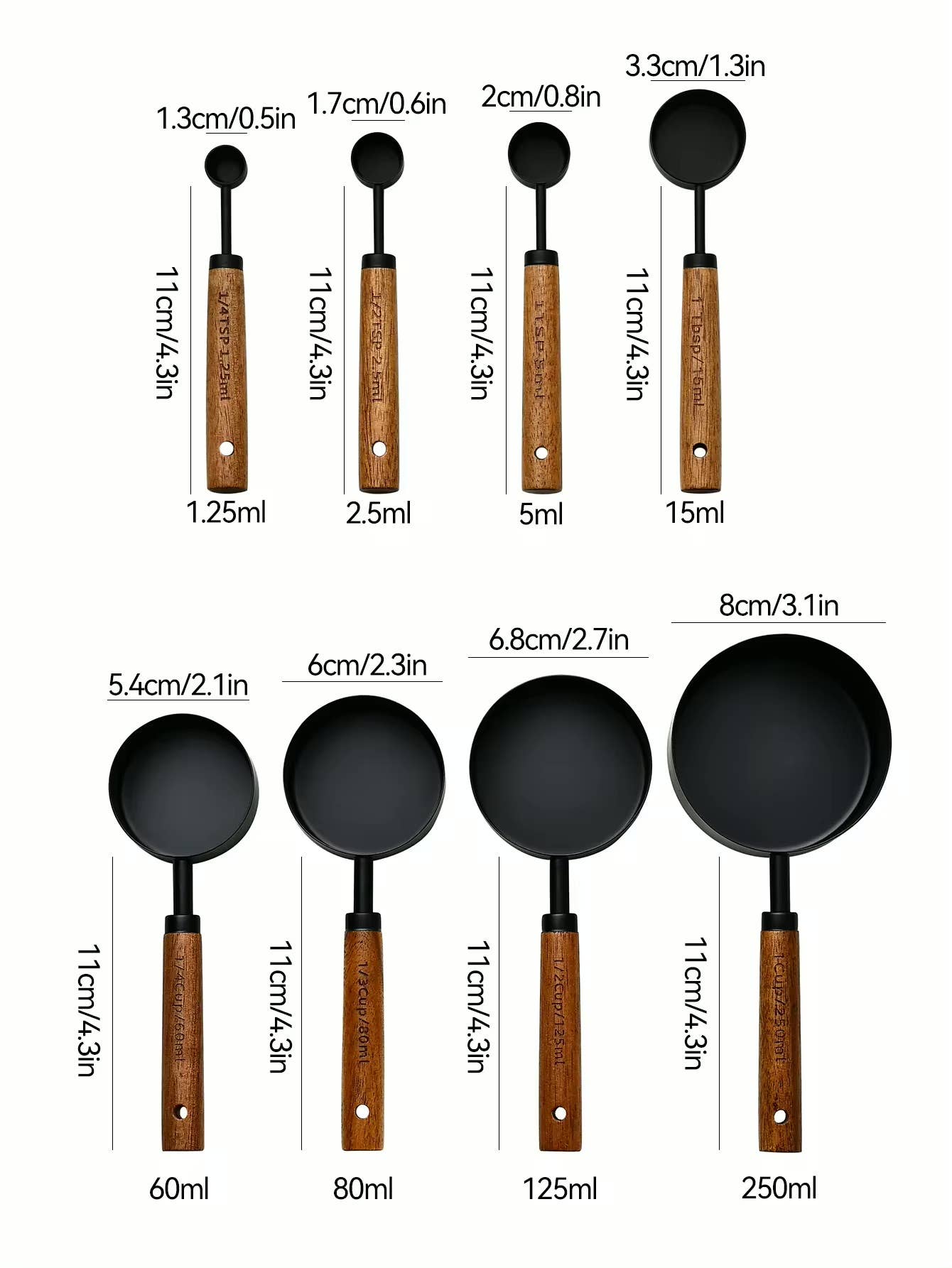 Black Stainless Steel Measuring Cups &amp; Spoons Set