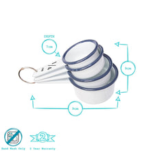 4pc White Enamel Measuring Cups Set - green