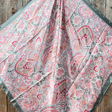 Wild Rag - 35X35"  Pink & Grey Paisley Scarf
