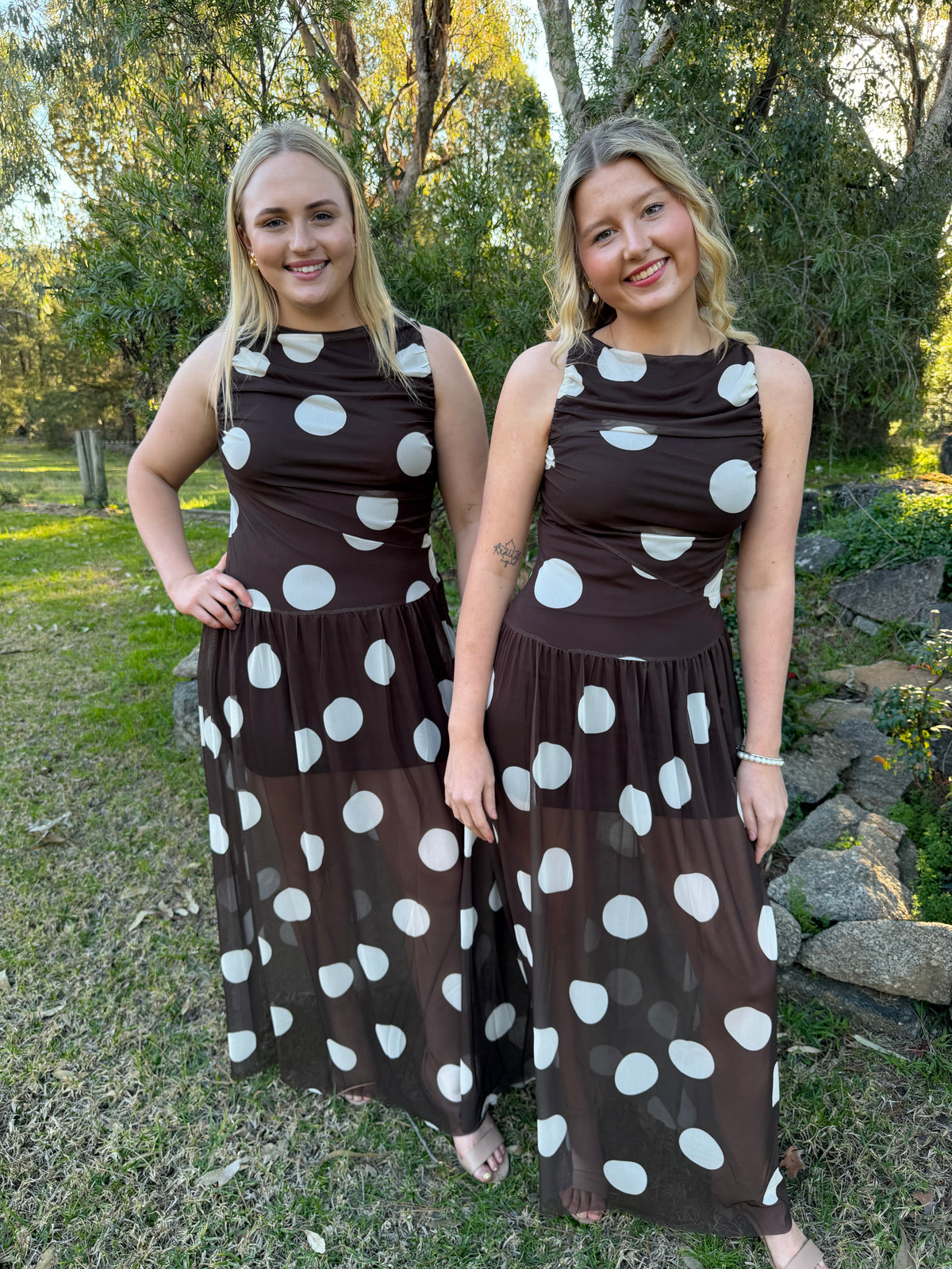 Chocolate Dot Maxi Dress