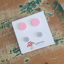 Multi Set Pink & Gray Acrylic round stud earrings