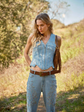 23433T - Corset Fitted Denim Vest
