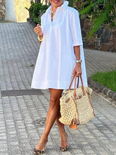 100% Cotton Mini Shirt Dress – White