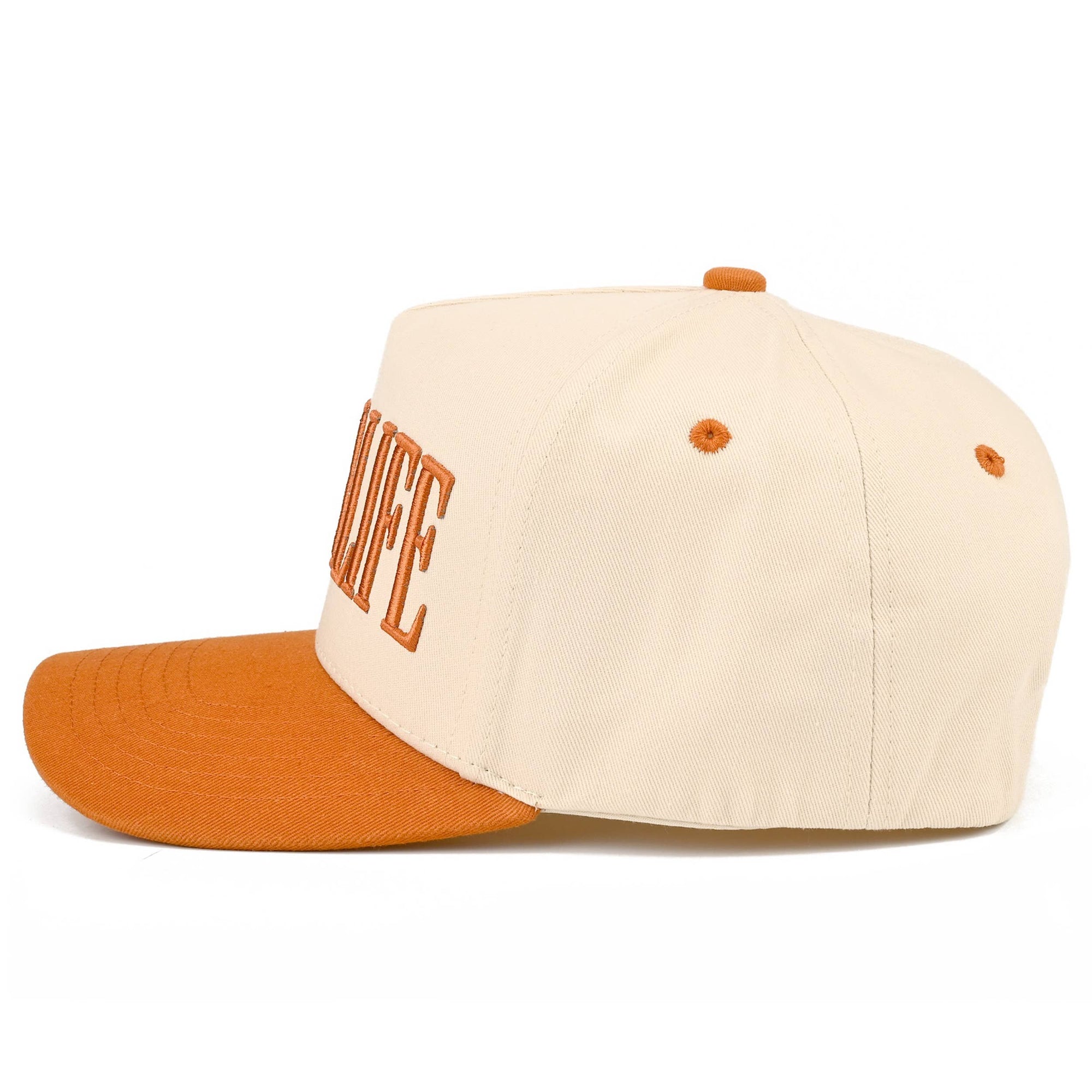 RANCH LIFE Letter Embroidered Two Tone Trucker Hat: Burnt Orange