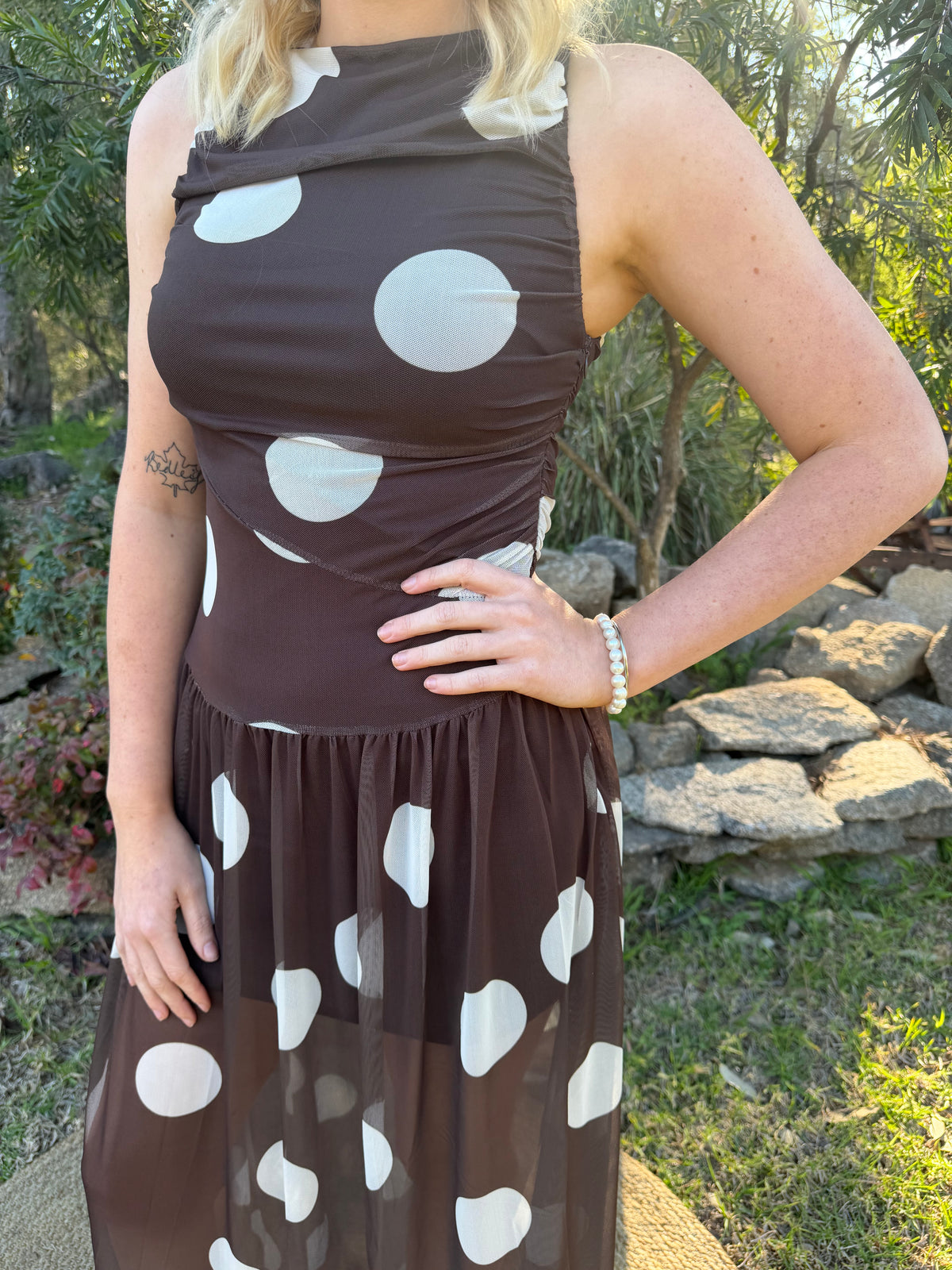Chocolate Dot Maxi Dress