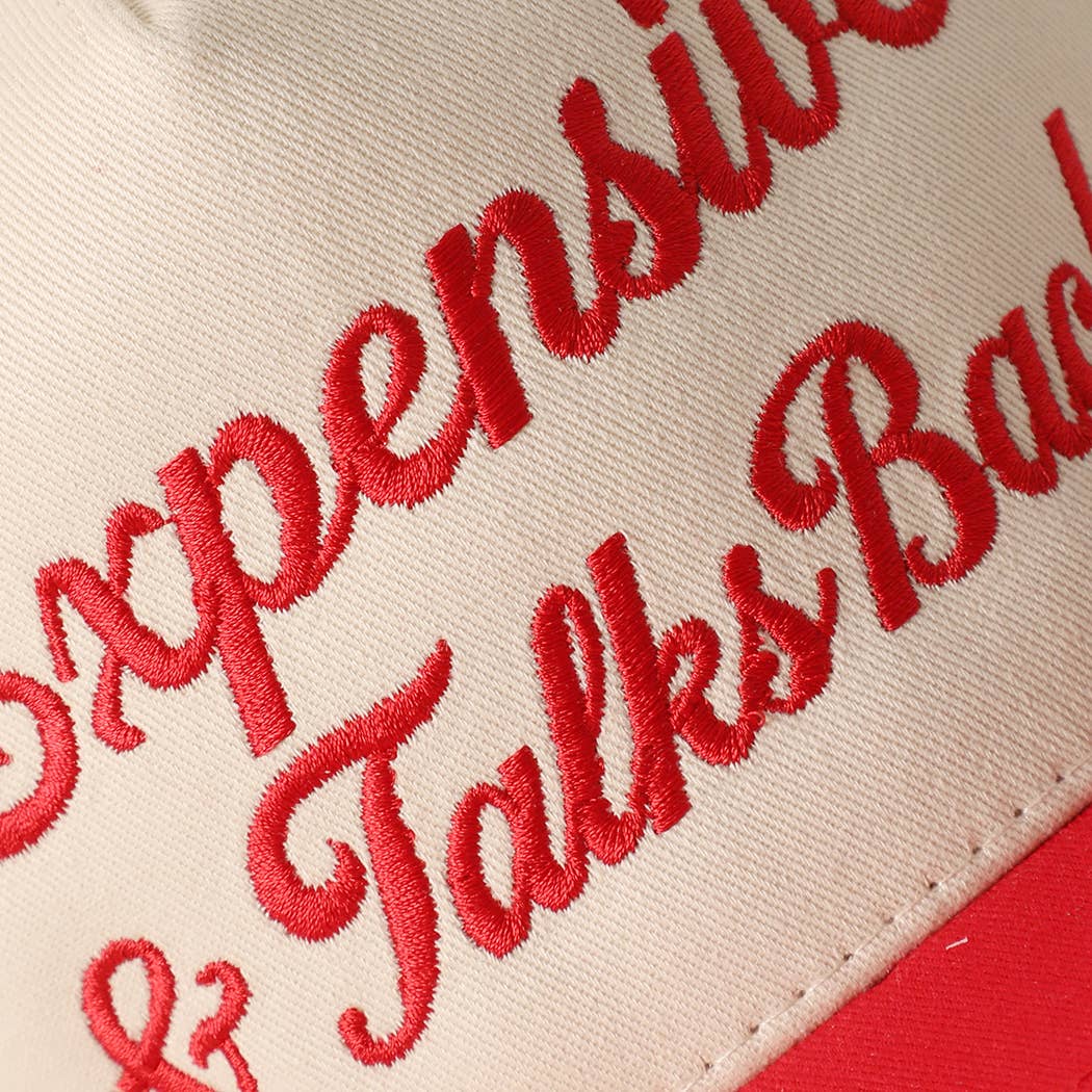 Expensive &amp; Talks Back Embroidered Two Tone Trucker Hat
