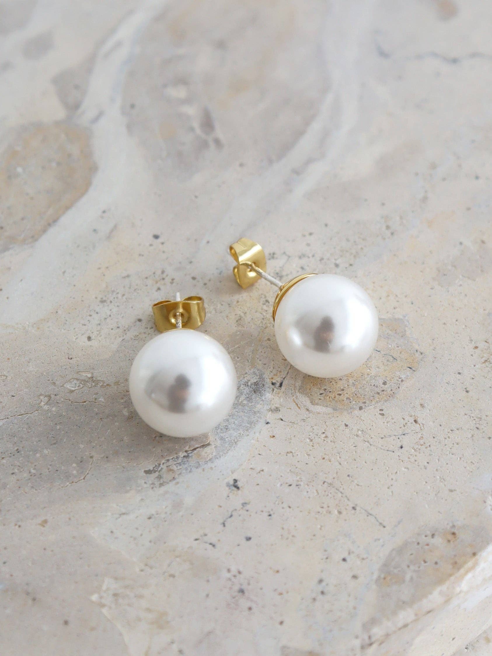 Marisol Glass Pearl 18K Gold Plated Earrings