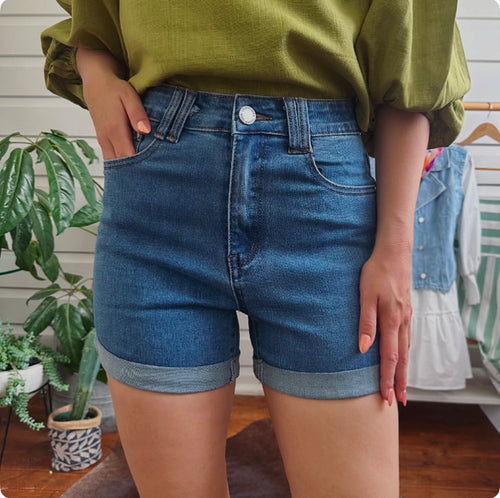 Denim Shorts - Med Blue