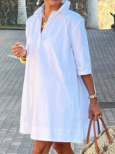 100% Cotton Mini Shirt Dress – White