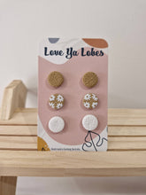 Olivia Triple Stud Packs: Coral Mix / Gingham